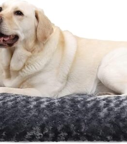 KSIIA Dog Bed for Large Dogs, Washable, Fluffy Dog Cushion, Dog Mat for Large/Medium Dogs, Non-Slip Bottom, Breathable, Dog Mattress, Pet Bed, Dark Grey, 90 x 60 cm