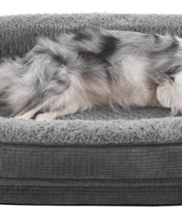 Pawk Orthopaedic Dog Bed, Medium Dogs, Four-Sided Neck Roll Cushion, Dog Bed, Orthopaedic, Memory Foam Dog Basket, Waterproof, Non-Slip, Dog Beds, Removable and Washable