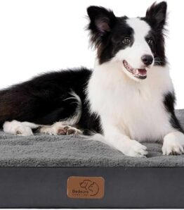 Bedsure Dog Cushion, Egg-shaped Crate Foam for Small, Medium and Large Dogs, Orthopaedic Dog Bed, Cosy Sleeping Area, 75 x 50, 90 x 70, 110 x 80 cm, Washable, Height 8 cm, grey