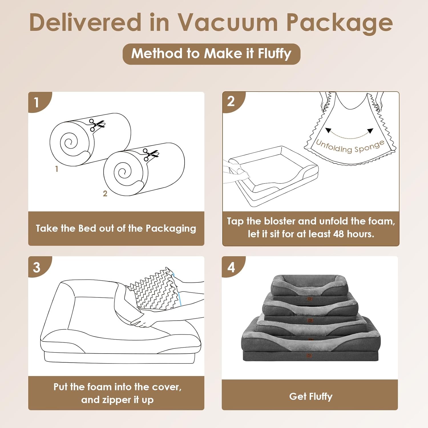 EHEYCIGA Orthopaedic Dog Bed for Large Dogs, 106.5 x 76 x 18.5 cm, Memory Foam Washable and Waterproof Dog Basket with 4 Edges, Non-Slip Dog Sofa, Grey – Bild 7