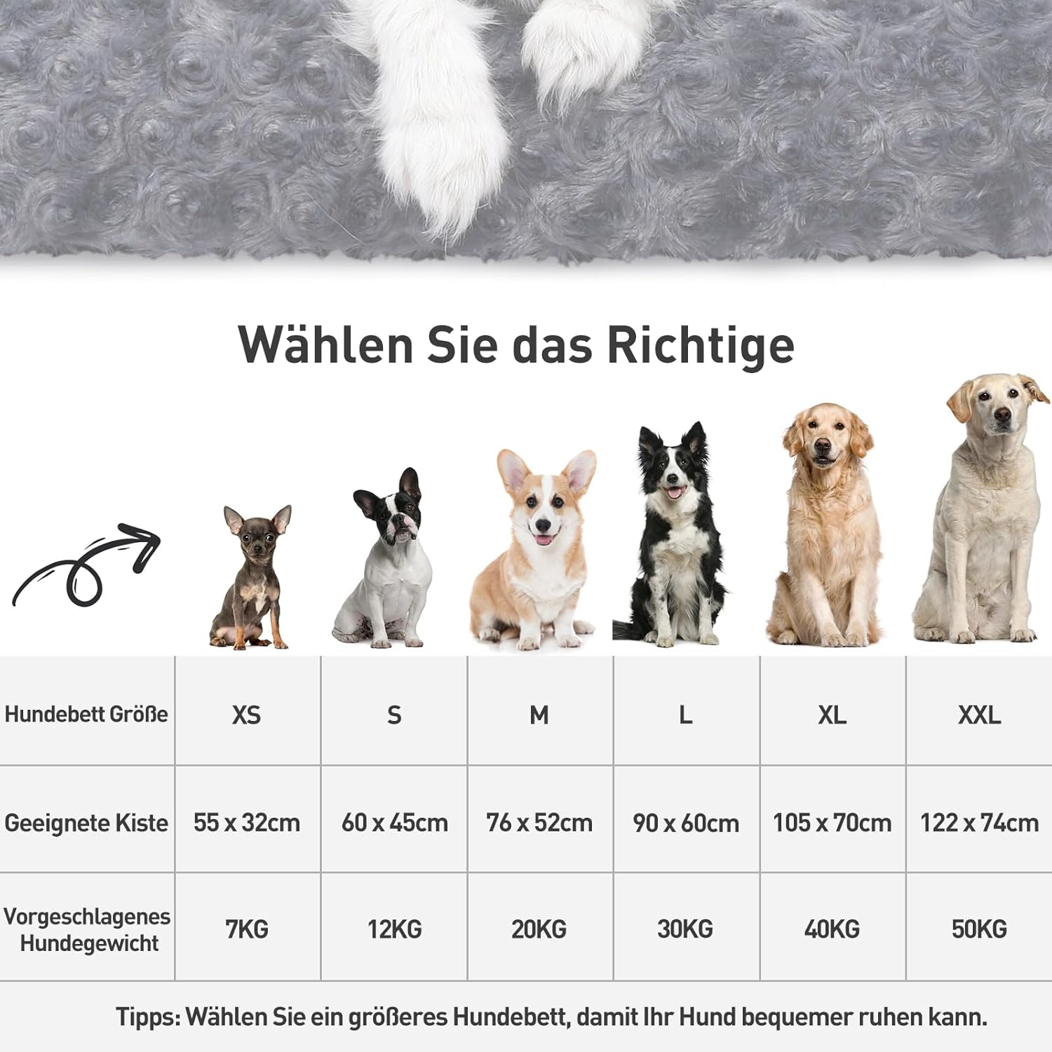 KSIIA Dog Bed for Large Dogs, Washable, Fluffy Dog Cushion, Dog Mat for Large/Medium Dogs, Non-Slip Bottom, Breathable, Dog Mattress, Pet Bed, Dark Grey, 90 x 60 cm – Bild 8