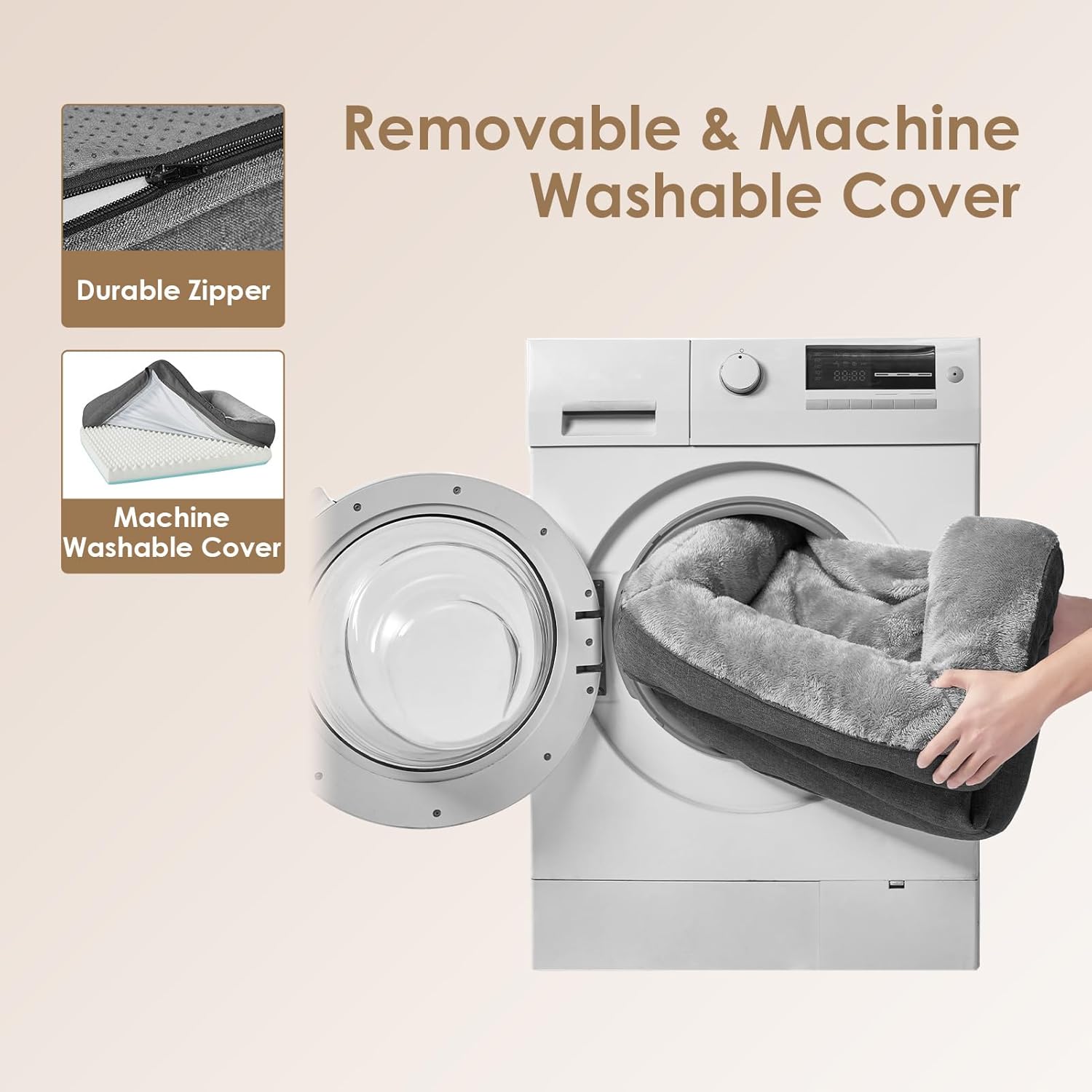 EHEYCIGA Orthopaedic Dog Bed for Large Dogs, 106.5 x 76 x 18.5 cm, Memory Foam Washable and Waterproof Dog Basket with 4 Edges, Non-Slip Dog Sofa, Grey – Bild 6