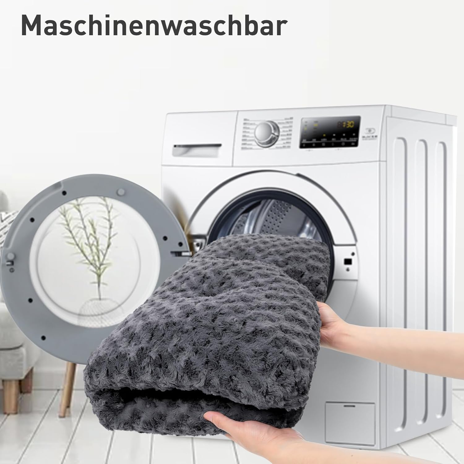 KSIIA Dog Bed for Large Dogs, Washable, Fluffy Dog Cushion, Dog Mat for Large/Medium Dogs, Non-Slip Bottom, Breathable, Dog Mattress, Pet Bed, Dark Grey, 90 x 60 cm – Bild 4