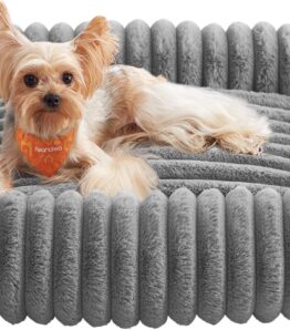 Feandrea Dog Bed, Medium Orthopaedic Dog Basket, Washable Dog Cushion, Fluffy Dog Mat, Soft Padding, 71 x 55 x 18 cm, Dove Grey PGW311GD01